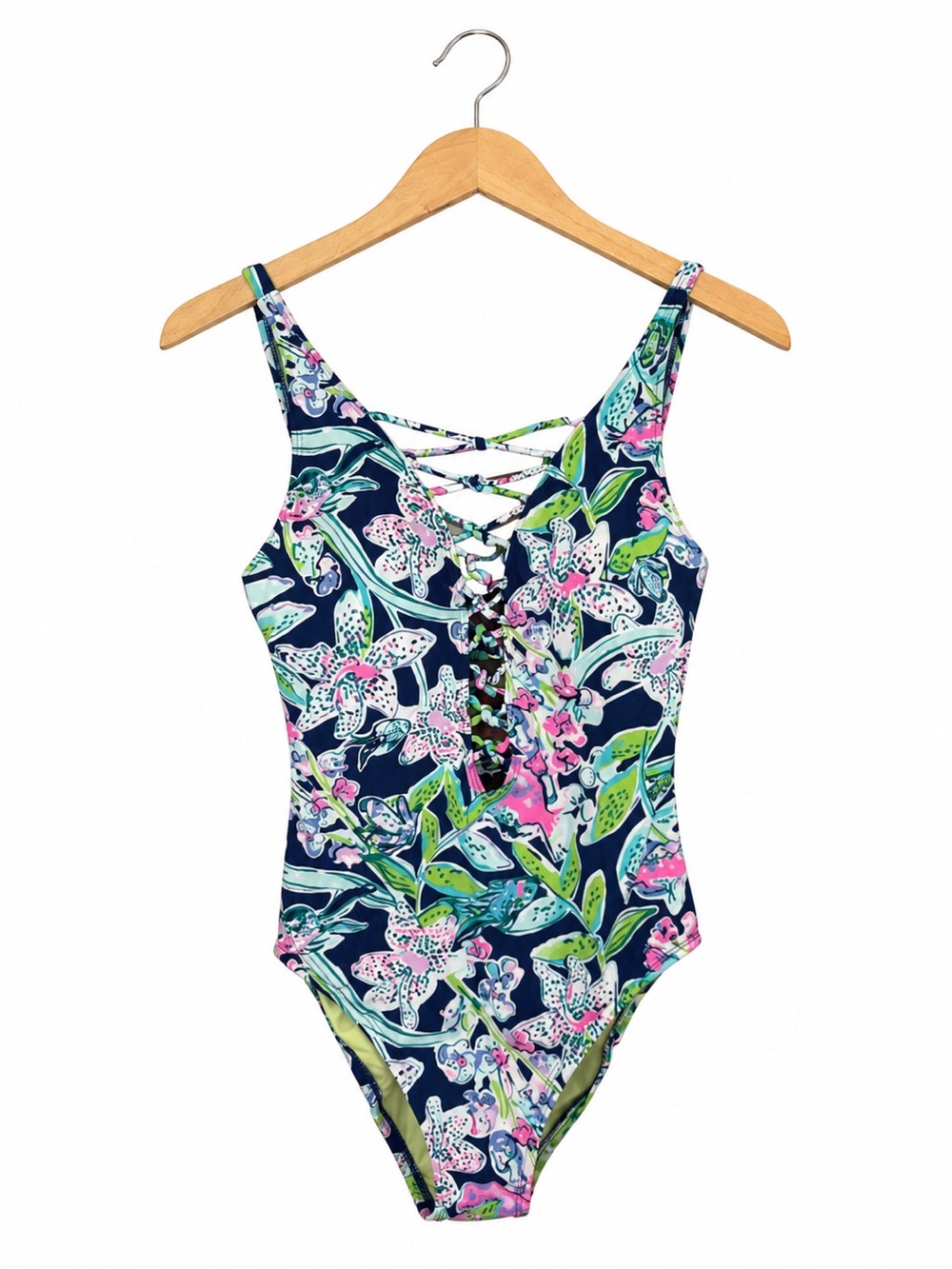 Lilly Pulitzer Isle Lattice One Piece Swimsuit Sway This Way Sz 2